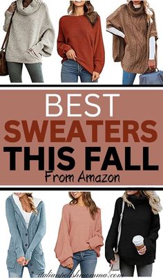 Six different women wearing cute fall sweaters for this season. Sweaters For Mom, Womens Sweaters 2022, Best Fall Sweaters, Cute Fall Sweaters For Women, Fall Chunky Sweater Outfits, Warm Sweaters For Women, Fall Sweater Outfits 2023, Amazon Sweaters 2022, Cotton Sweaters For Women