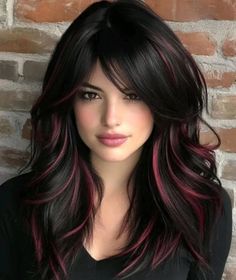 Cherry Coke Hair With Money Piece, Dark Brown With Cherry Highlights, Chocolate Mocha Hair, Chocolate Mocha Hair Color, Purple Hair Color Highlights, Haircut 2025, Black And Red Hair, Pelo Color Vino