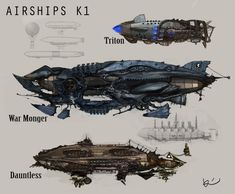 some type of ship that is in the air with other ships and planes around it