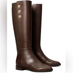 Tory Burch Naomi Leather Boot, Size5 Burnt Chocolate, Perfect Condition New With Tag, (Retail $548). Tory Burch Riding Boots, Brown Leather Riding Boots, Tory Burch Boots, Chocolate Brown Color, Brown Riding Boots, Womens Riding Boots, Lug Sole Boots, Black Riding Boots, Tall Riding Boots