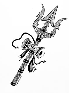 a black and white drawing of a pen with an ornament on it