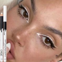 White Eyeliner Pencil, Khol Eyeliner, Color Eyeliner, 20 Makeup, Eye Makeup Cosmetics, White Makeup, Swag Makeup, White Eyeliner