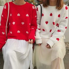 Only $18.99 Get The Warm Sweet Love Heart Pullover Sweater~2 Colors Cupid Core Outfits, Lovecore Fits, Lovecore Aesthetic Outfit, Lovecore Outfits, Lovecore Fashion, Aesthetic Lovecore, Valentines Day Sweater, Valentine Vibes, Trendy Outfit Inspo