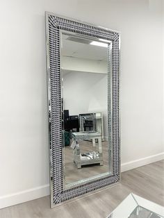 Glam A6 Floor Mirror from Happy Homes - Luna Furniture Elegant Full Length Mirror, Mirror With Wood Frame, Oversized Floor Mirror, Apartment Must Haves, Designer Mirror, Glam Bedroom Decor, Beautiful Bedroom Decor, Cheap Flooring, Luxe Bedroom