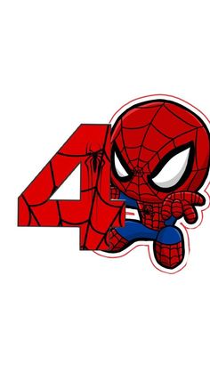 the number four spiderman sticker is shown