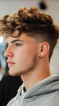 Broccoli Cut Hair, Short Wavy Hair Men Layered Hairstyles, Taperfade Men Curly Hair, Mid Fade Curly Hair Men, High Taper Fade Curly Hair, Mid Taper Fade Haircut Curly, Fade With Long Hair On Top, Broccoli Haircut, Mid Taper Fade