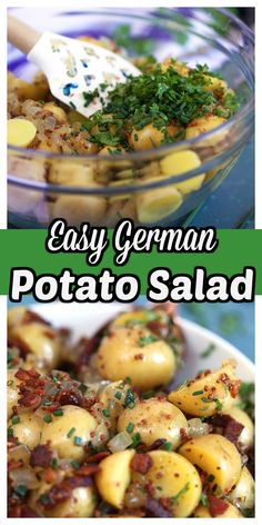 easy german potato salad with parsley in a bowl