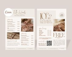 a brochure for a beauty salon