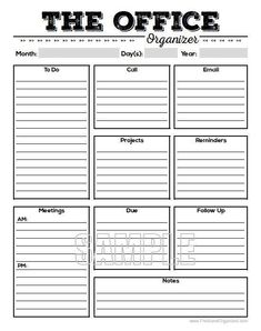 the office organizer printable worksheet