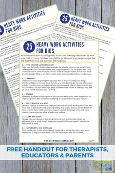 three free worksheets for kids to help them learn how to work with their parents