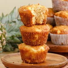 several muffins stacked on top of each other