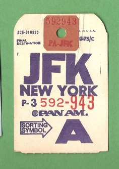 a ticket for the jfk new york, p - 532 - 944