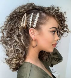 Hoco Hairstyles Curly Hair Short, Short Curly Hairstyles Updo Simple, Bridesmaid Hairstyles Natural Curls, Short Curly Hair Wedding Guest Styles, Short Formal Hairstyle Women, Curly Prom Hairstyles For Short Hair, Formal Natural Curly Hairstyles, Short Curly Formal Hairstyles, Curly Hair Clips Hairstyles