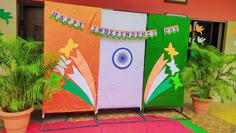 Backdrop decoration on Independence Day Indian Independence Day Decoration Ideas, Independence Day Theme Board, 15 August Decoration Ideas, Independence Day Decoration Ideas, Independence Day Backdrop, School Decorations Diy