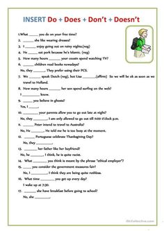 a worksheet with the words in english