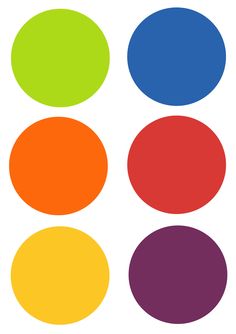 four different colored circles on a white background