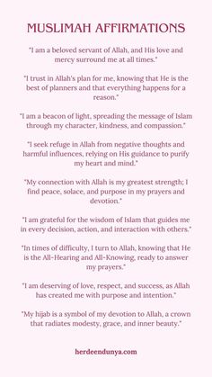 an islamic poem written in red and white with the words, muslim affirmations