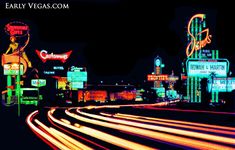 an image of neon lights on the side of a road in vegas, nv