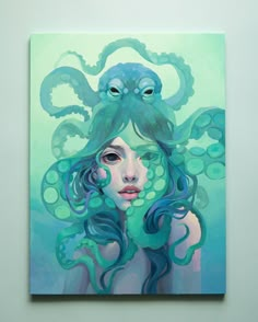 a painting of a woman with an octopus on her head