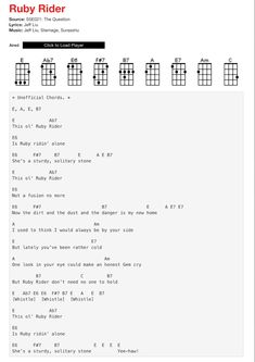 the guitar chords for ruby rider