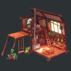 Stylized House, Stained Glass Lighting, Bg Design, Fantasy House, Game Concept, Environment Design, Environment Concept Art, Environmental Art