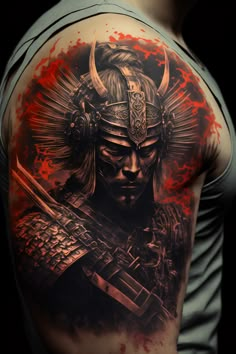 Samurai tattoo design, ai, art, digitalart Heaven Tattoos, Samurai Tattoo Design, Marvel Tattoos, Japan Tattoo Design, Tattoo Inspiration Men, Warrior Tattoos