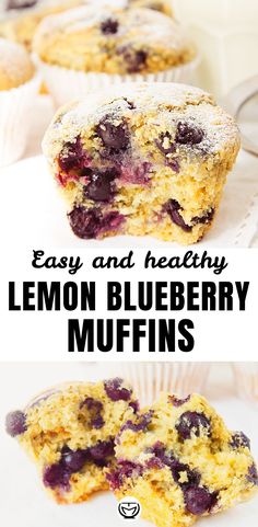 lemon blueberry muffins with text overlay