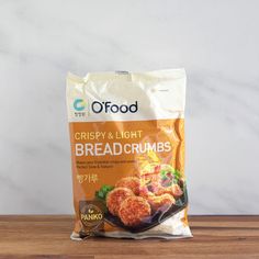 crispy and light breadcrumbs in a bag on a wooden table top