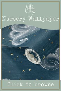 the cover for nursery wallpaper click to browse with stars and swirls on it