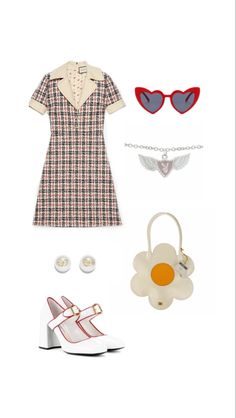 60s Outfits For Women, Cherry Inspired Outfit, 60s Outfit, 60s Outfits, Hslot Outfit Ideas, 60’s Fashion, 60 Outfits, Aesthetic Summer Outfits, Cute And Aesthetic