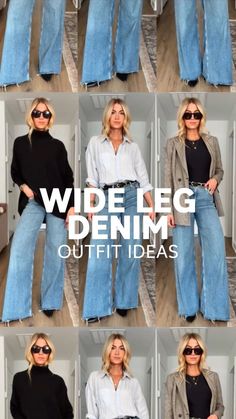 Classy Wide Leg Jeans Outfit, Wide Leg Jeans Women Outfit, Wide Jeans Styling, Converse With Wide Leg Jeans, Wide Leg Jeans With Heels Outfits, Wide Leg Jeans Dressed Up, Wide Leg Black Denim Outfit, Wide Leg Crop Jeans Outfit 2024, Wide Leg Jeans With Blazer Outfit