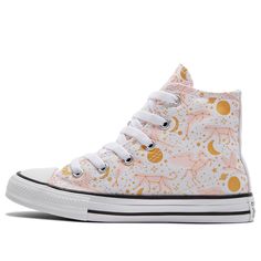 Kids Converse Chuck Taylor All Star Canvas Shoes/Sneakers Hand Painted Converse High Tops, Painted Converse High Tops, Hand Painted Converse, All Star Pink, Painted Converse, Shoe Designs, Gold Canvas, Kids Converse, Cute Sneakers