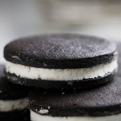 three ice cream sandwiches stacked on top of each other