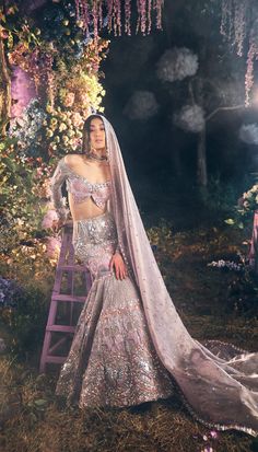 Papa Don't Preach, Purple Lehenga, Metal Embellishments, Organza Sleeves, Embroidered Lehenga, Pink Bridal