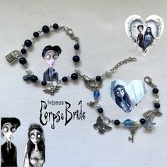 Matching Bracelets Aesthetic, Matching Jewelry For Couples, Bracelets Aesthetic, Corpse Bride Costume, Matching Couple Bracelets, Bride Bracelet, Edgy Jewelry, Fairy Jewelry, Couple Jewelry