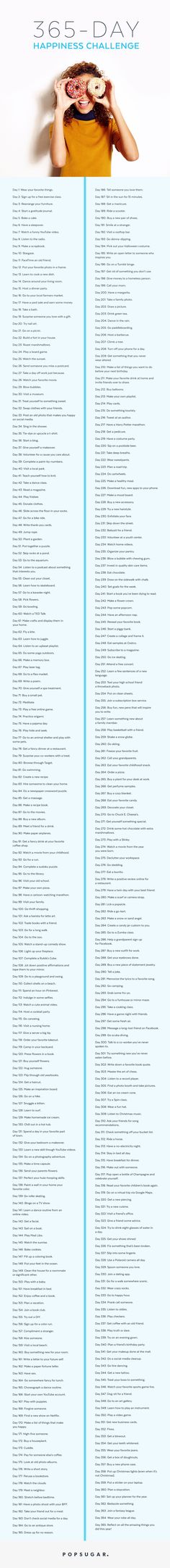 The 365-Day Happiness Challenge Guaranteed to Change Your Life Purposeful Life, Happiness Challenge, Happiness Project, Important Things In Life, Mental Training, Family Lifestyle, Life Coaching, Beauty Wellness, Bullet Journaling