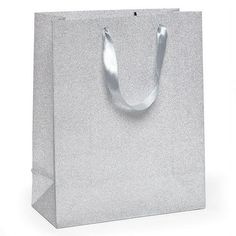 a silver paper bag on a white background