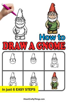 how to draw gnomes in just 6 easy steps with pictures and instructions for kids