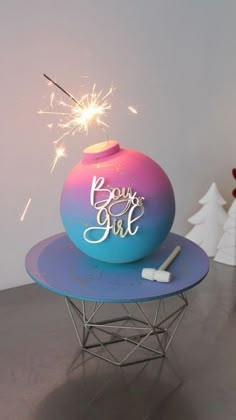 a birthday cake with sparklers on top of it