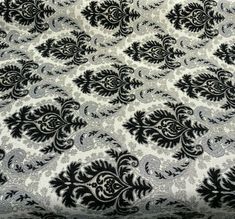 black and white fabric with an intricate design