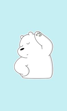 a drawing of a white bear laying on its back with his eyes closed and arms crossed