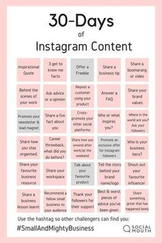 the 30 days of instagramm content poster with words on it and an image of someone