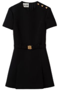 Luxury Black Belted Dress, Formal Fitted Miu Miu Dresses, Miu Miu Fitted Formal Dresses, Luxury Black Business Dress, Miu Miu Dresses, Tailoring Ideas, Miu Miu Dress, Miu Miu Handbags, Leather Dress