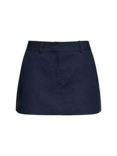 Isle linen blend mini skirt - The Frankie Shop - Women | Luisaviaroma Mini Skirt Aesthetic, Navy Mini Skirt, Skirt Aesthetic, Chanel Skirt, Png Clothes, The Frankie Shop, Tailored Clothes, Blue Mini Skirt, Frankie Shop