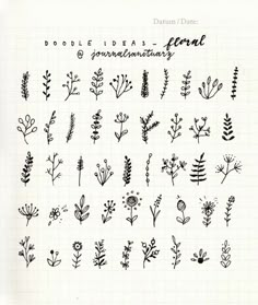 doodle florals are drawn in black and white on a sheet of lined paper