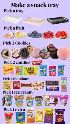 a poster with different types of snacks on it