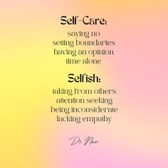 a quote on self care with the words self care