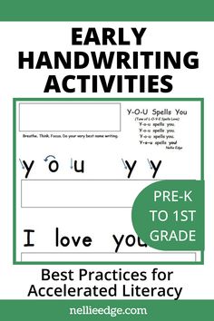 Early Writing Activities Kindergarten Best Practices for Accelerated Literacy Pre-K to 1st Grade