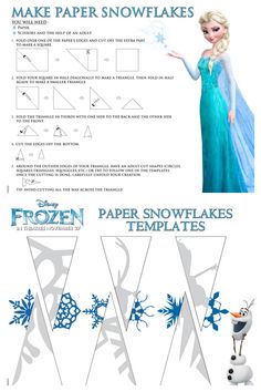 the frozen princess paper snowflakes are being displayed on an iphone screen, with instructions for how to make them