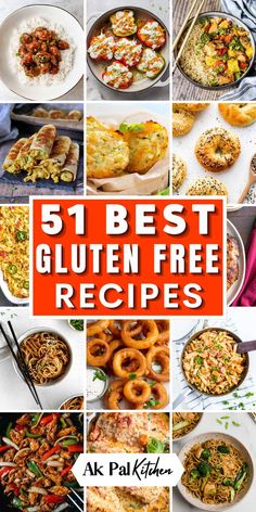 the cover of 51 best gluten free recipes by ak pahlen, with images of different dishes